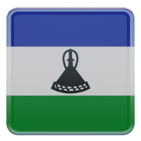 lesotho 3d texturierte glänzende quadratische flagge png