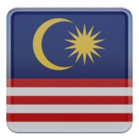 bandeira quadrada brilhante texturizada malásia 3d png