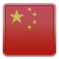 république populaire de chine drapeau carré brillant texturé 3d png