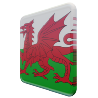 Wales Rechtsaf visie 3d getextureerde glanzend plein vlag png