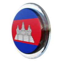 cambodge vue droite drapeau de cercle brillant texturé 3d png