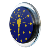 indiana vue de droite drapeau de cercle brillant texturé 3d png