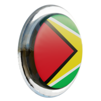 Guyana Left View 3d textured glossy circle flag png