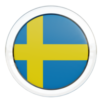 Sverige 3d texturerad glansig cirkel flagga png