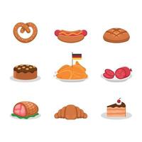 conjunto de iconos de comida de oktoberfest vector