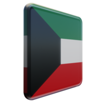 Koeweit links visie 3d getextureerde glanzend plein vlag png