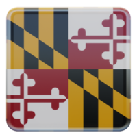 Maryland 3d textured glossy square flag png