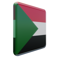 Sudan Left View 3d textured glossy square flag png