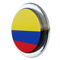 Colômbia vista direita bandeira de círculo brilhante texturizado 3d png