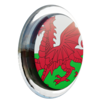 wales linke ansicht 3d texturierte glänzende kreisfahne png