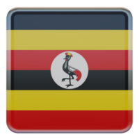 bandeira quadrada brilhante texturizada uganda 3d png