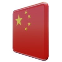 république populaire de chine vue droite drapeau carré brillant texturé 3d png