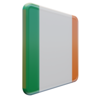 Ireland Left View 3d textured glossy square flag png