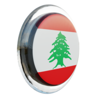 líbano vista esquerda bandeira de círculo brilhante texturizado 3d png