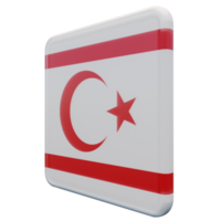 Turks republiek van noordelijk Cyprus Rechtsaf visie 3d getextureerde glanzend plein vlag png