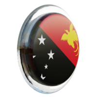 Papua New Guinea Left View 3d textured glossy circle flag png