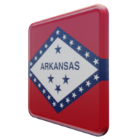 arkansas vue de droite drapeau carré brillant texturé 3d png