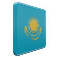 Kazakhstan Left View 3d textured glossy square flag png