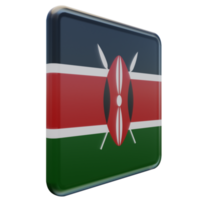 Kenya Left View 3d textured glossy square flag png