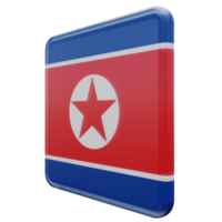 coreia do norte vista direita 3d texturizado bandeira quadrada brilhante png