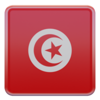 tunisie drapeau carré brillant texturé 3d png