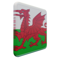 Wales Left View 3d textured glossy square flag png