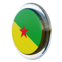 Guyane française vue droite drapeau de cercle brillant texturé 3d png