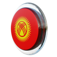 Kirgizië Rechtsaf visie 3d getextureerde glanzend cirkel vlag png