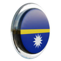 Nauru Left View 3d textured glossy circle flag png