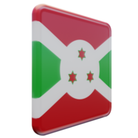 Burundi Left View 3d textured glossy square flag png