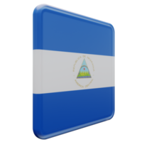 nicarágua vista esquerda 3d bandeira quadrada brilhante texturizada png