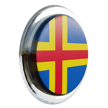 aland linke ansicht 3d texturierte glänzende kreisfahne png