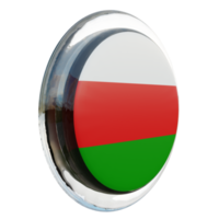 bandera de círculo brillante con textura 3d de vista izquierda de omán png