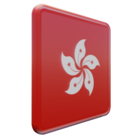 Hong Kong Left View 3d textured glossy square flag png