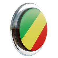 República do congo vista esquerda 3d bandeira de círculo brilhante texturizado png