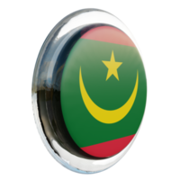 Mauritânia vista esquerda 3d bandeira de círculo brilhante texturizado png
