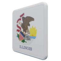 Illinois Right View 3d textured glossy square flag png