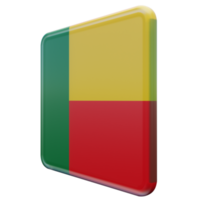 Benin Rechtsaf visie 3d getextureerde glanzend plein vlag png