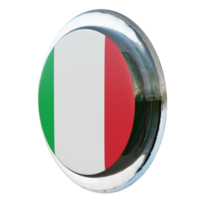 bandera de círculo brillante con textura 3d de vista derecha de italia png