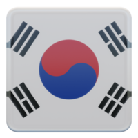 South Korea 3d textured glossy square flag png