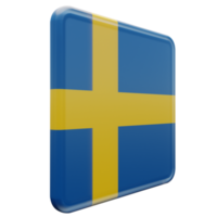 Sverige vänster se 3d texturerad glansig fyrkant flagga png