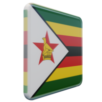 zimbabwe vänster se 3d texturerad glansig fyrkant flagga png