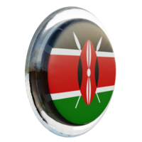 kenya, vue gauche, 3d, texturé, cercle brillant, drapeau png