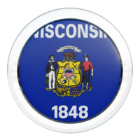 Wisconsin 3d texturerad glansig cirkel flagga png