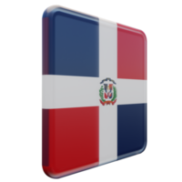 Dominican Republic Left View 3d textured glossy square flag png