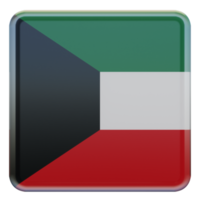 kuwait 3d texturerad glansig fyrkant flagga png