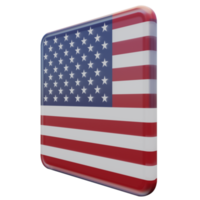 États-unis vue droite drapeau carré brillant texturé 3d png
