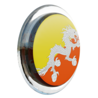 Bhutan Left View 3d textured glossy circle flag png