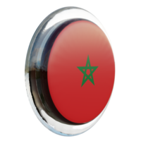 marrocos vista esquerda 3d bandeira de círculo brilhante texturizado png