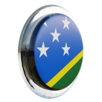 Ilhas Salomão vista esquerda 3d bandeira de círculo brilhante texturizado png